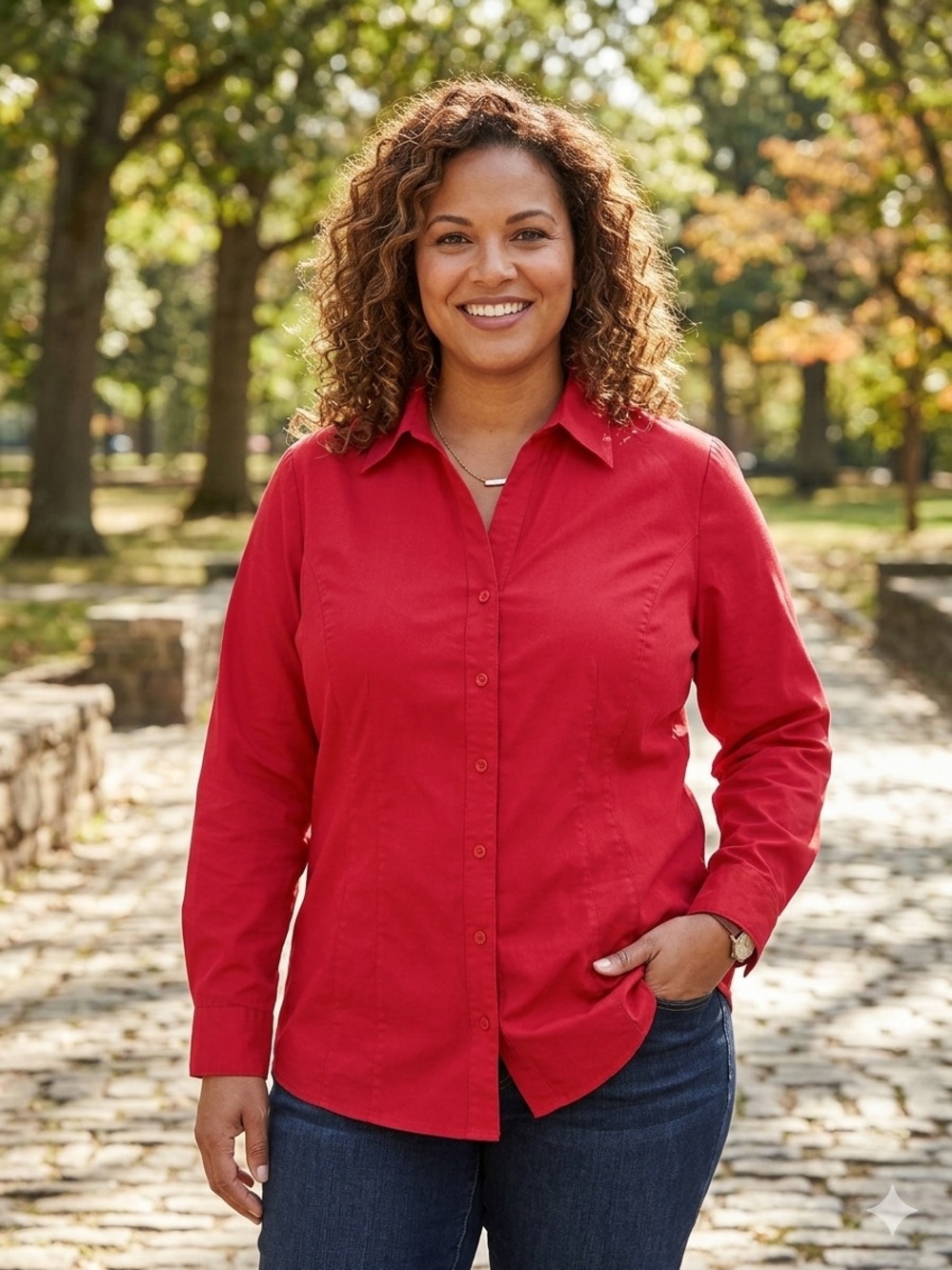 sofia by sofia vergara Red Button-Front Shirt